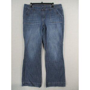 Faded Glory Womens Blue Wide-Leg Organic Cotton Blend Denim Pants Size 16